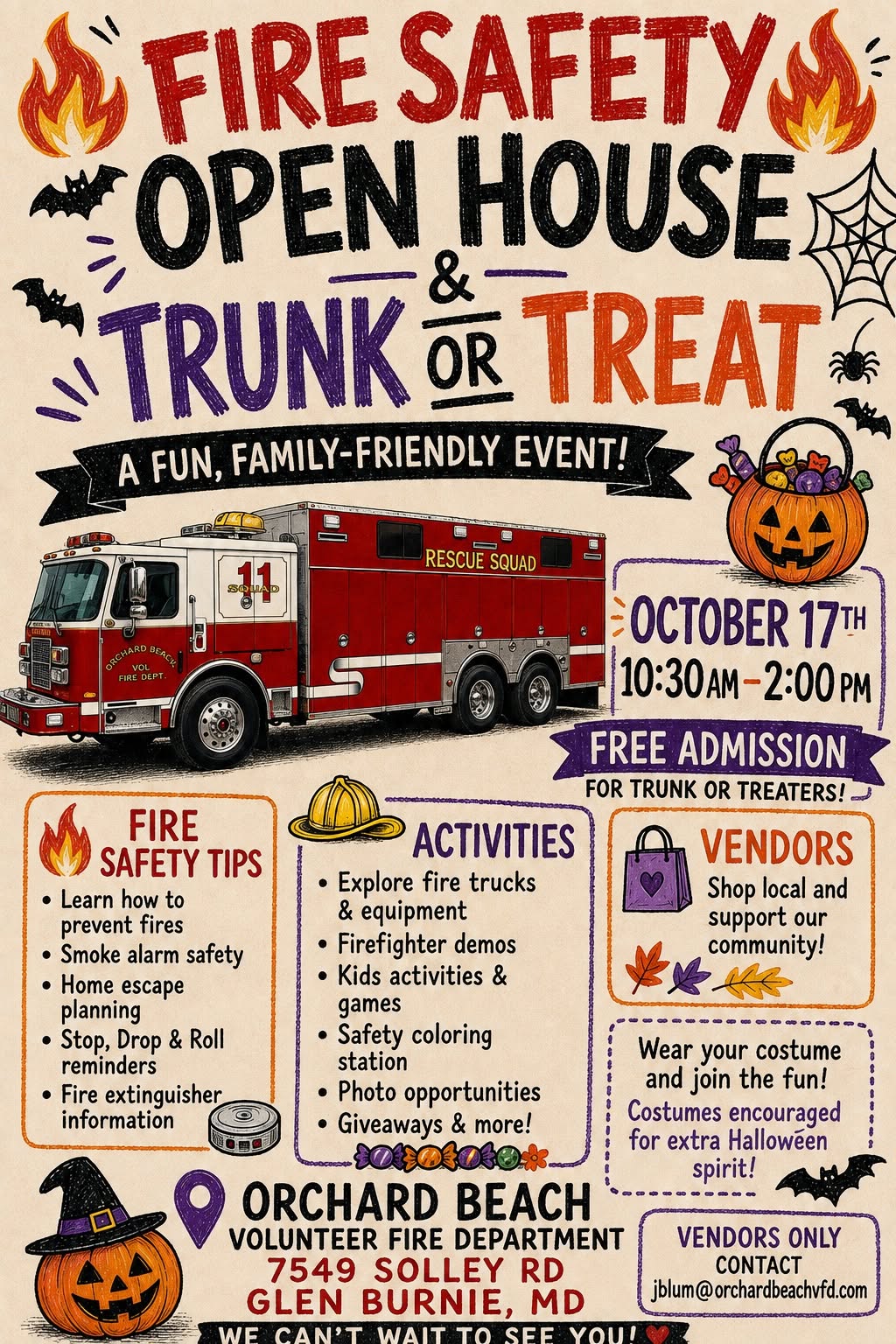 Fire safety Open House Trunk or Treat at Orchard Beach Volunteer Fire ...